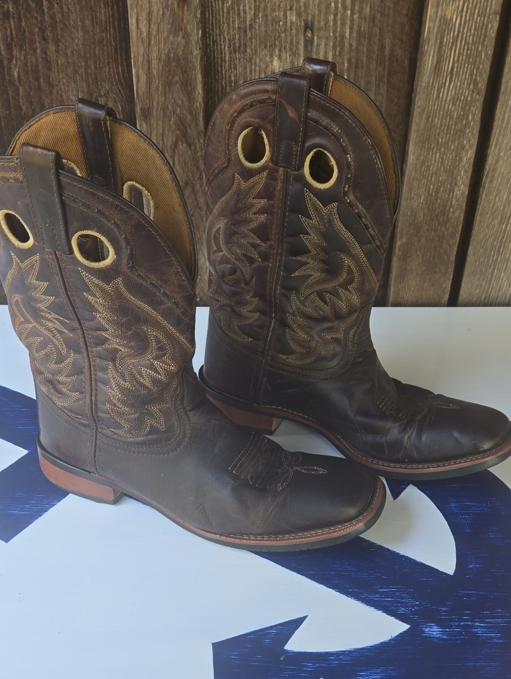 Laredo Kane Dark Brown Leather Square Toe Western Boot Size 11